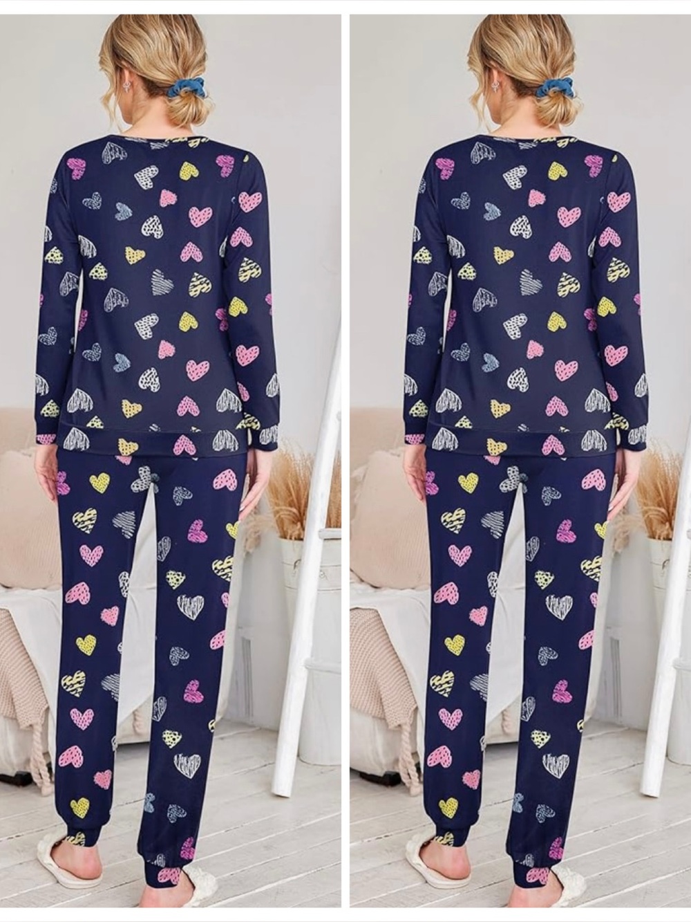 Women’s “Ekouaer” Hearts Pajama Set | #D20
